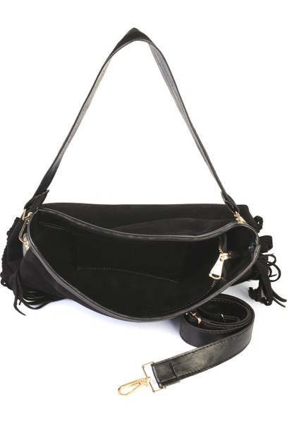 Merilda Püskül Detaylı Deri Süet Omuz Çantası fırsatları