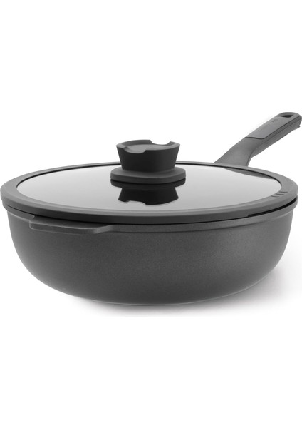 Leo Stone Yapışmaz Kapaklı Alüminyum Döküm Wok Tava 28 cm