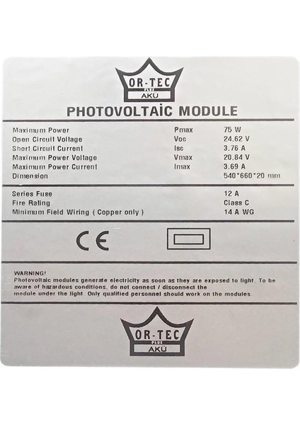 Ortec 75 W Monokristal Güneş paneli ORT75P-K fırsatları