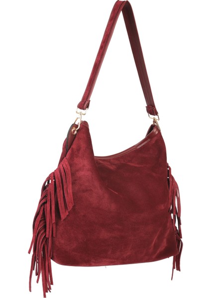 Merilda Püskül Detaylı Deri Süet Omuz Çantası fiyatları