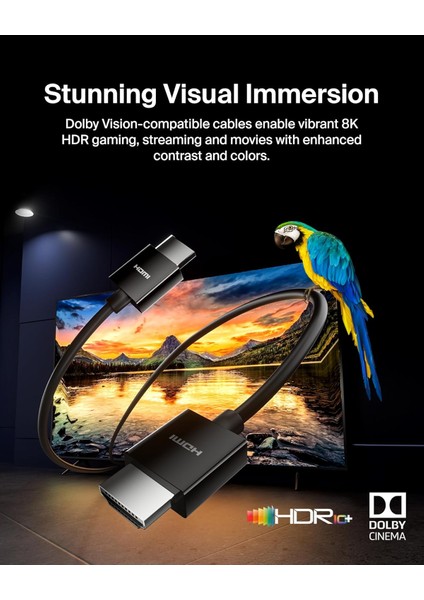 Yüksek Kaliteli Ultra Highspeed Hdmi-2.1 Kablo, 4k/dolby Vision Hdr, Apple Tv'den Optimum Oyn fırsatları