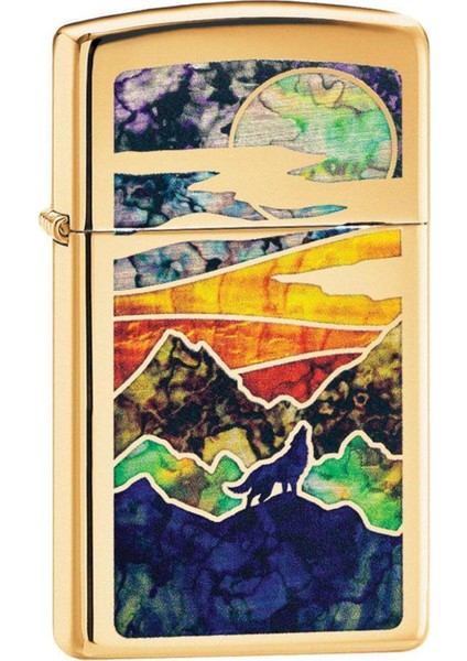 Rüzgar Geçirmez Desenli Slim Pirinç Çakmak