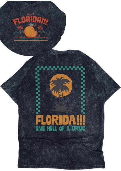 Unisex Ttpd 8-Florida Sırt Baskılı Yıkamalı T-Shirt, Oversize Taylor Swift Temalı Retro Tişört