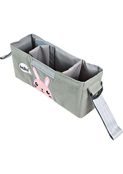 Kids&More Gri Suya Dayanıklı Omuz Askılı Puset Bakım Çantası – Ayarlanabilir Bölmeli, Fermuarlı Cepli, 30x15x9 cm