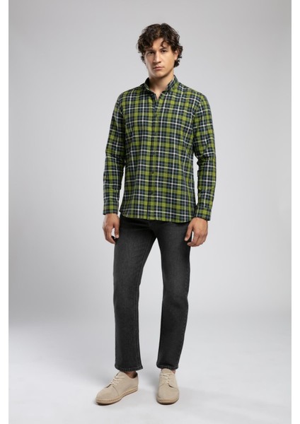 Jamie Erkek Dokuma Gömlek Siyah-Yeşil Ekose