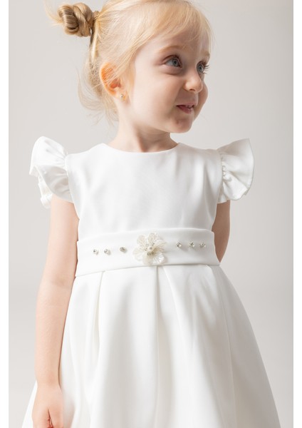 Ketbaby Kız Çocuk Taşlı Arkası Fiyonklu Pamuk Astarlı Tül Kabarık Elbise - Elisa KET001001