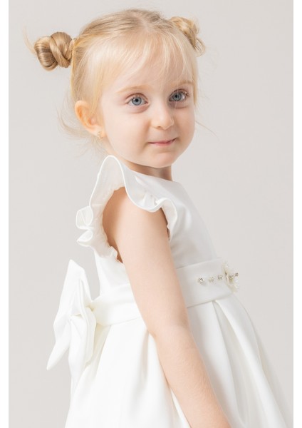 Ketbaby Kız Çocuk Taşlı Arkası Fiyonklu Pamuk Astarlı Tül Kabarık Elbise - Elisa KET001001 modelleri