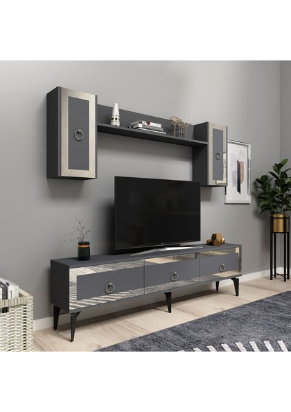 Ponnyct 180 cm Tv Ünitesi Takımı Antrasit Gümüş indirimleri