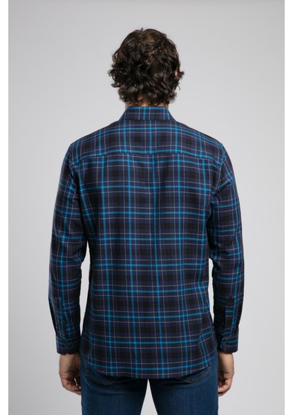 Jamie Erkek Dokuma Gömlek Lacivert-Sax Ekose modelleri