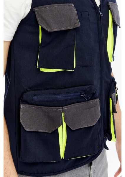 Iş Yeleği Lizbon Plus Model Çok Cepli Harman Kumaş fırsatları
