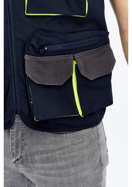 Iş Yeleği Lizbon Plus Model Çok Cepli Harman Kumaş