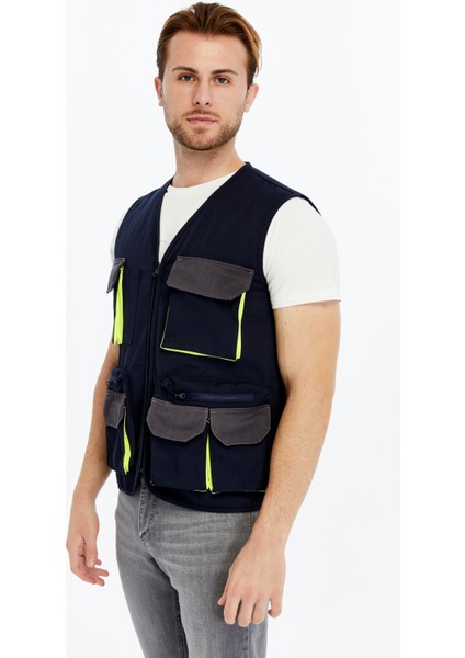 Iş Yeleği Lizbon Plus Model Çok Cepli Harman Kumaş