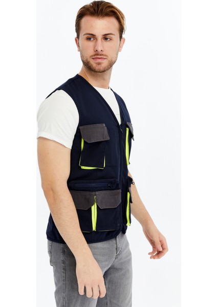 Iş Yeleği Lizbon Plus Model Çok Cepli Harman Kumaş