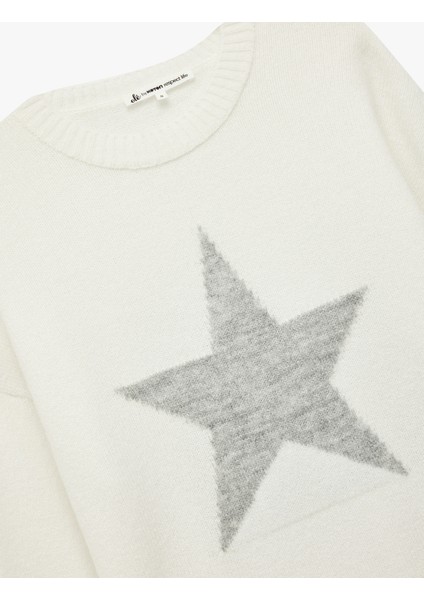 Yıldız Desenli Uzun Kollu Bisiklet Yaka Triko Kazak modelleri