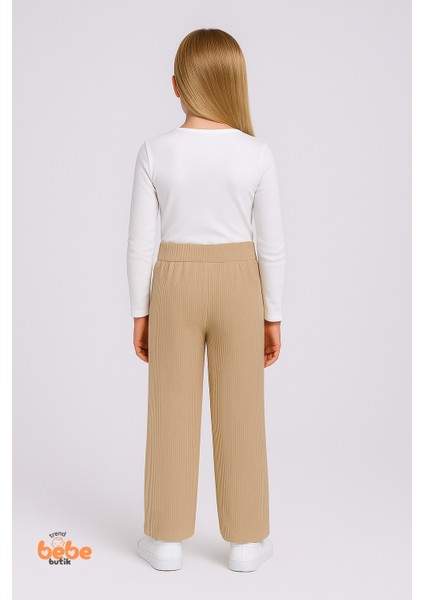 Kız Çocuk Fitilli Eşofman Altı Salaş Pantolon, Esnek Bel Lastikli, Rahat Günlük ve Okul Kombinleri modelleri