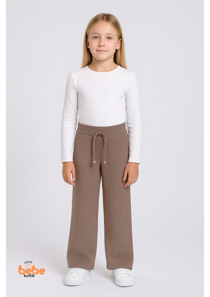 Kız Çocuk Fitilli Eşofman Altı Salaş Pantolon, Esnek Bel Lastikli, Rahat Günlük ve Okul Kombinleri