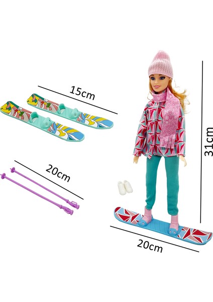 Dollyland 8 Parça Snowboard ve Kayakçı Kız Oyun Seti modelleri