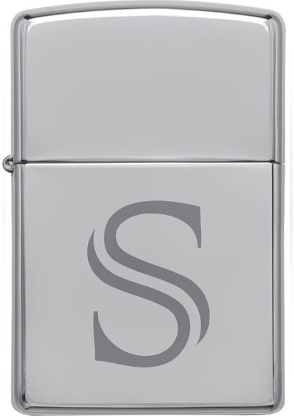 Çakmak S Harf Gümüş Gri Rüzgar Geçirmez Tasarım Benzinli Pirinç Alaşım