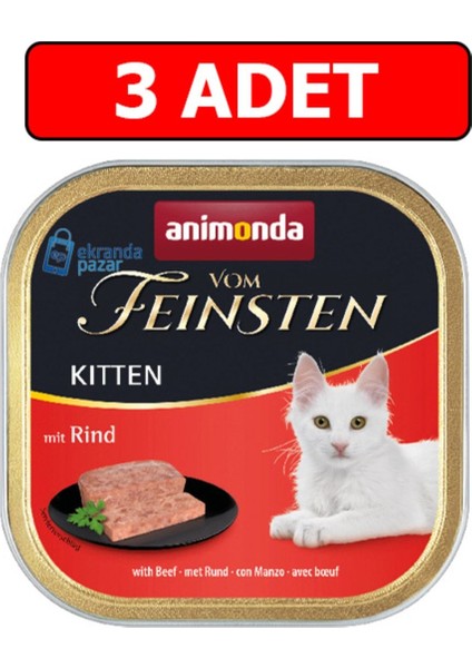 Kitten Sığır Etli Yavru Kedi Konserve Yaş Mama 3 Adet 100GR Vom F