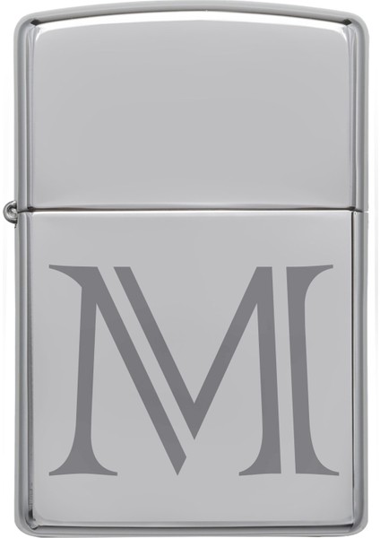 Çakmak M Harf Gümüş Rüzgar Geçirmez Tasarım Pirinç Alaşım Benzinli