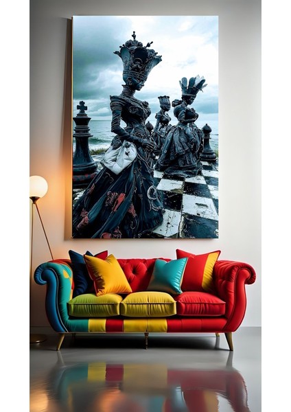 Ütopik Satranc Iıı Ev Duvar Salon Güzellik Salonu Ofis Dükkan Dekarasyon Kanvas Tablo