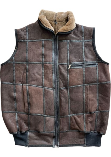 Patchwork Içi Kürk-Dışı Süet Hakiki Deri Yakalı Biye ve Triko Detaylı Yelek fırsatları