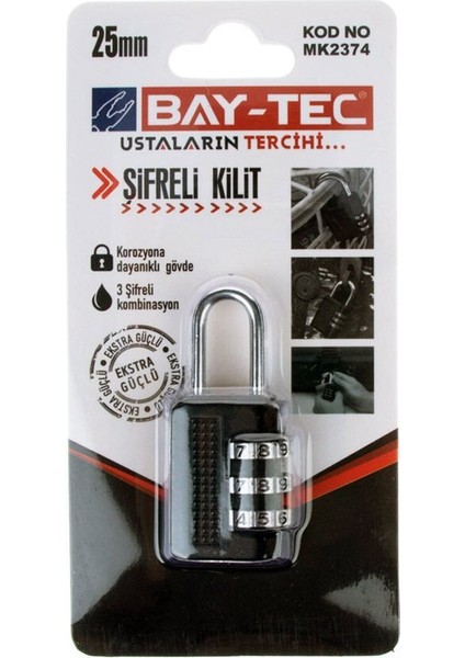 MK2374 Şifreli Asma Kilit 25 mm