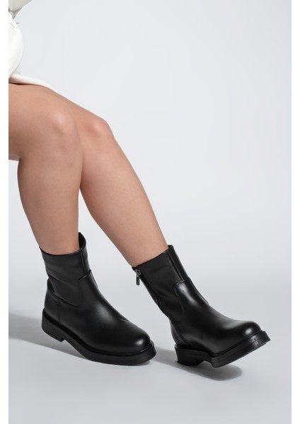 Kadın Hakiki Deri Kalın Taban Günlük Bot Zervas Siyah fiyatları