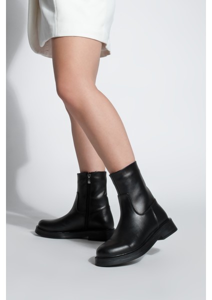 Kadın Hakiki Deri Kalın Taban Günlük Bot Zervas Siyah fırsatları