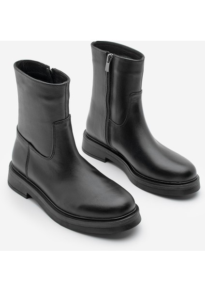Kadın Hakiki Deri Kalın Taban Günlük Bot Zervas Siyah indirimleri