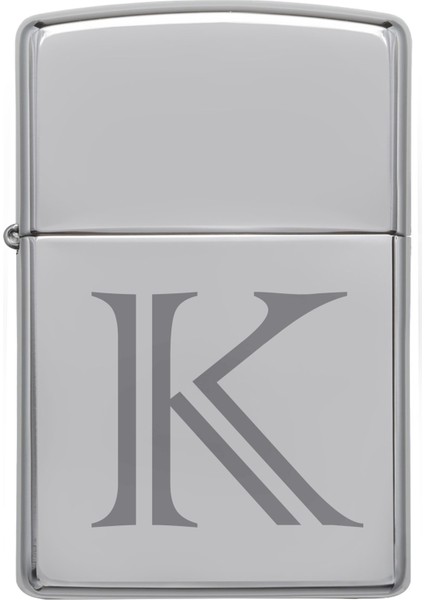 Çakmak K Harf Gümüş Gri Rüzgar Geçirmez Tasarım Benzinli Kullanım İçin