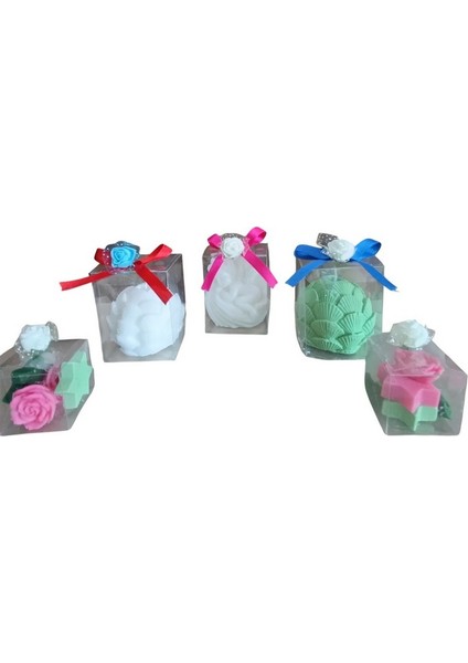 Uyuyan Melek Istiridye Yıldız ve Gül Görünümlü Kokulu Doğal Yapım Dekoratif 5li Mum modelleri