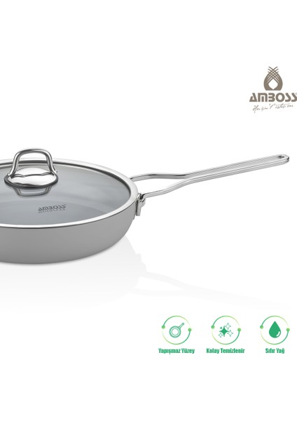 4 Parça Sera Nova Single Yanmaz Yapışmaz Seramik Tava Seti Gri modelleri