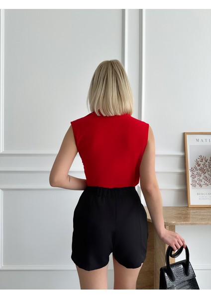 Kadın Büzgülü Sandy Kumaş Kolsuz Bluz fırsatları