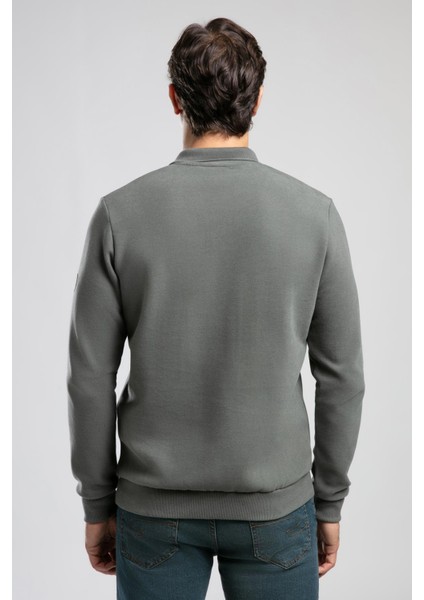 Newblend Erkek Polo Yaka Sweatshirt Olive modelleri