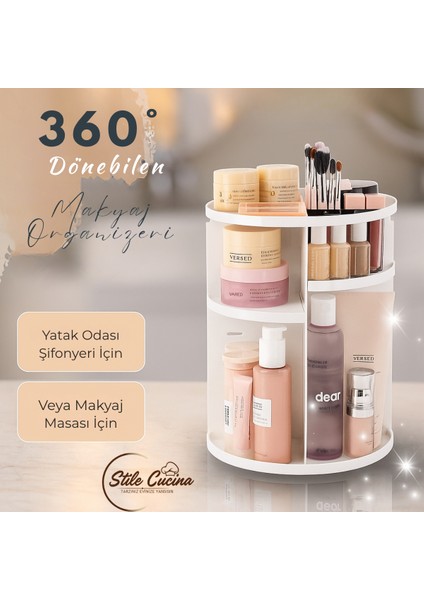 360 Derece Dönebilen Makyaj Organizeri Beyaz fiyatları