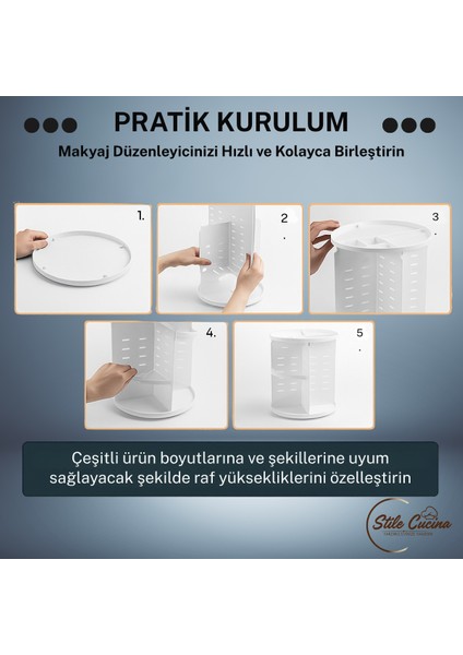 360 Derece Dönebilen Makyaj Organizeri Beyaz fırsatları