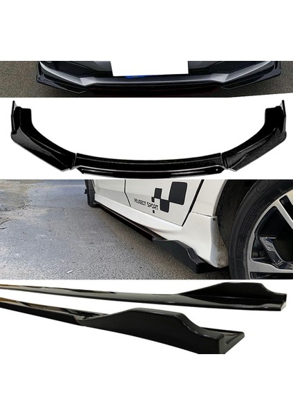 Seat Leon 2005-2012 Siyah Şeritli Renkli Ön Lip ve Yan Marşpiyel Seti