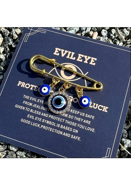 Altın Nazar 1 Adet Türk Gözü Güvenlik Pimi Broş Kadınların Iyi Şansı