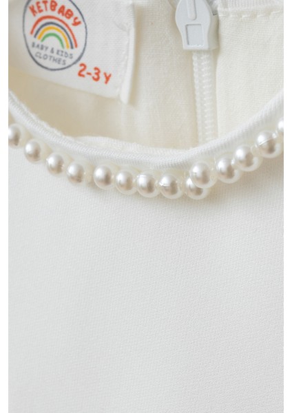 Ketbaby Kız Çocuk Yakası Incili Astarlı Elbise - Lidya KET-001002