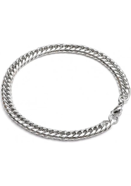 Küba Model 316L Paslanmaz Çelik Gümüş Renk Unisex Bileklik – Ayarsız, Şık ve Dayanıklı Tasarım