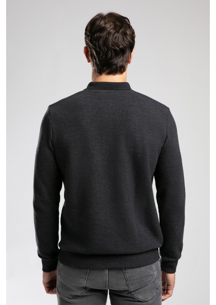 Newblend Erkek Polo Yaka Sweatshirt Antrasit modelleri