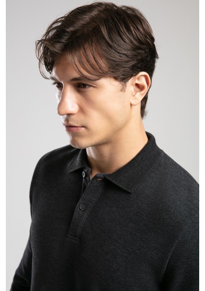 Newblend Erkek Polo Yaka Sweatshirt Antrasit fırsatları