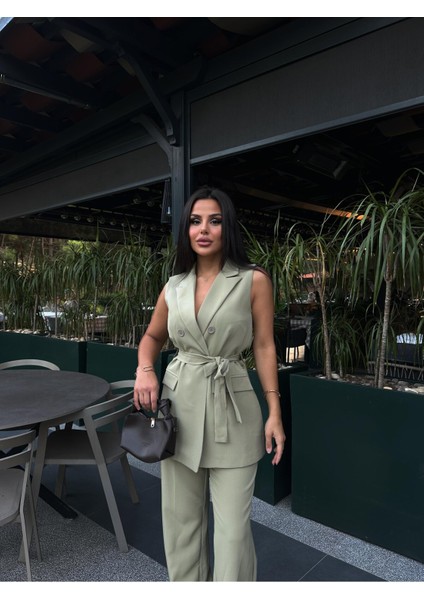 Kuşaklı Yelek Pantolon Takim modelleri