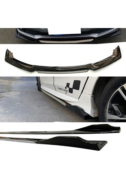 Vw Polo 2009-2014 Gri Şeritli Renkli Ön Lip ve Yan Marşpiyel Seti