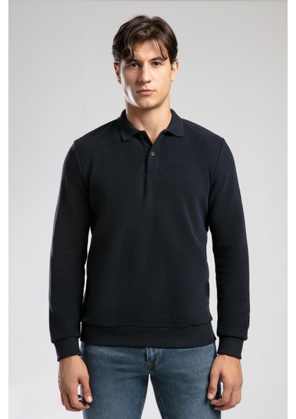 Newblend Erkek Polo Yaka Sweatshirt Lacivert fiyatları