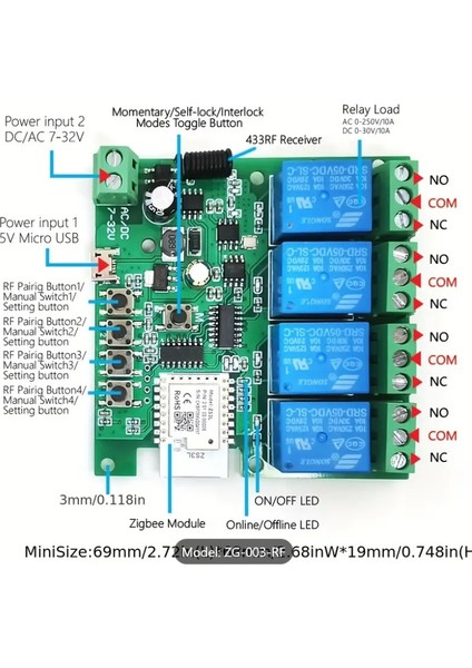 Tuya Zigbee Kuru Kontak ve Rf Özellikli Akıllı Anahtar Röle fırsatları