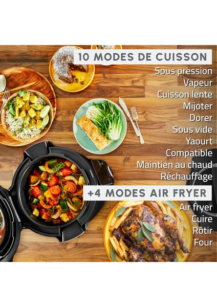 Cookeo Wi-Fi Akıllı Multicooker Seti, 10 Pişirme Modu ve Hızlı Basınçlı Pişirme Özelliği ile 100+ Tarif, Extra Crisp Yağsız Kızartma Aparatı ve Mymoulinex Uygulama Desteğiyle