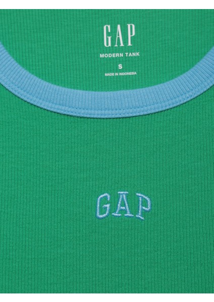 Kadın Yeşil Gap Logo Fitilli Halter Yaka Atlet fiyatları