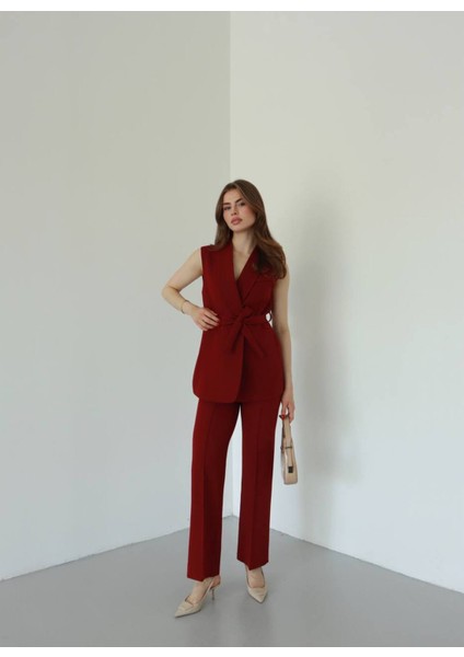 Kuşaklı Yelekli Ikili Blazer Takım indirimleri